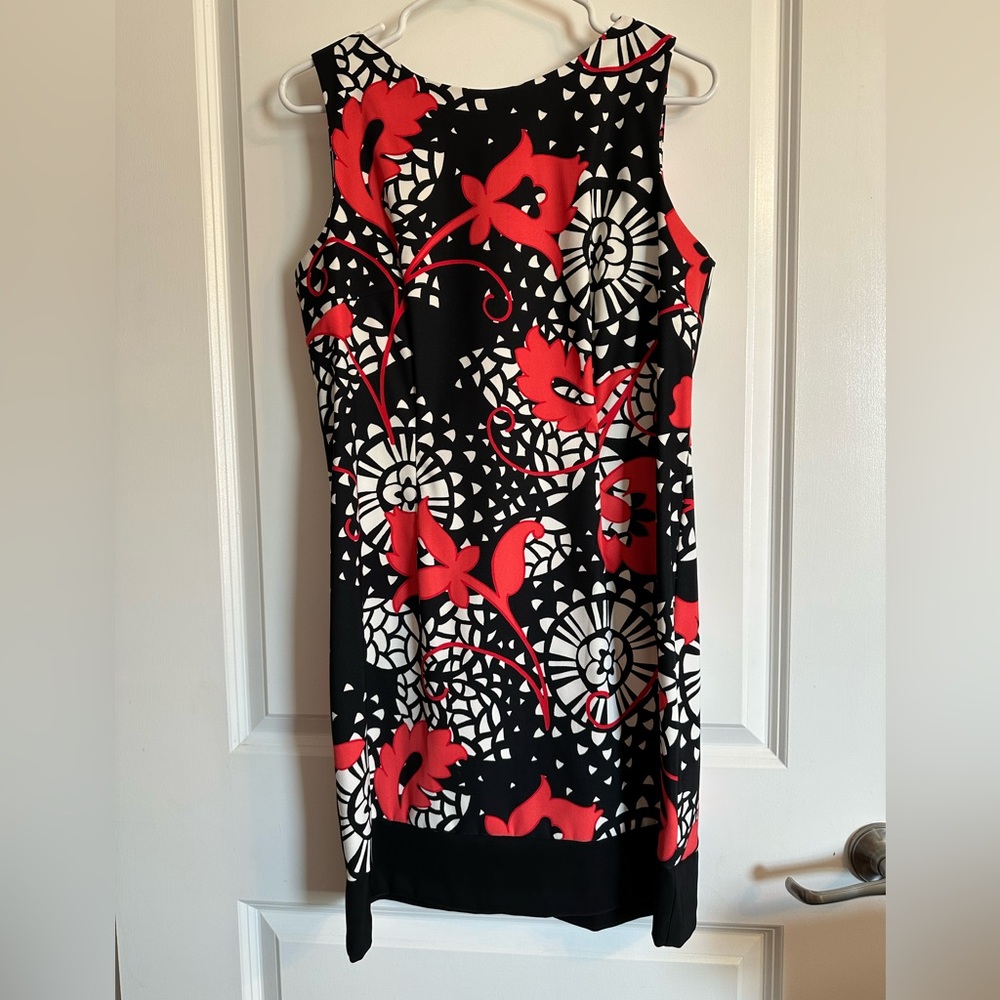Floral Sleeveless Dress - Red and Black